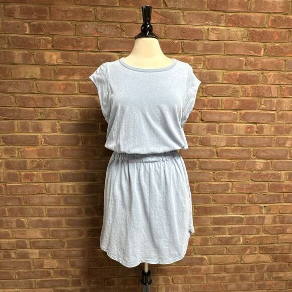 Z SUPPLY WOMEN’S Blue PAXTON KNIT DENIM JERSEY MINI DRESS Size Large - Picture 3 of 8